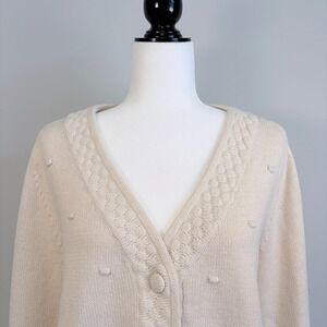 Cabi Button Cardigan Sweater Cottagecore Coastal Cream Ivory Women's Medium